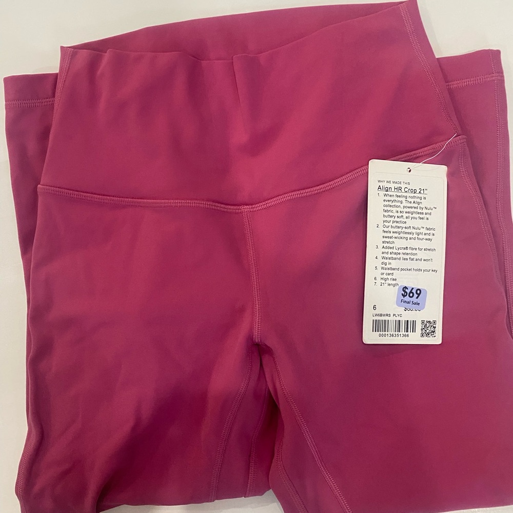 Lululemon align NWT size 6 crop (21") pink lychee - Picture 4 of 4